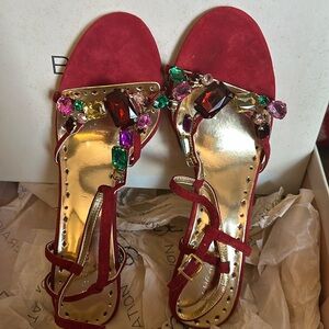 BCBG red jewel strappy heel